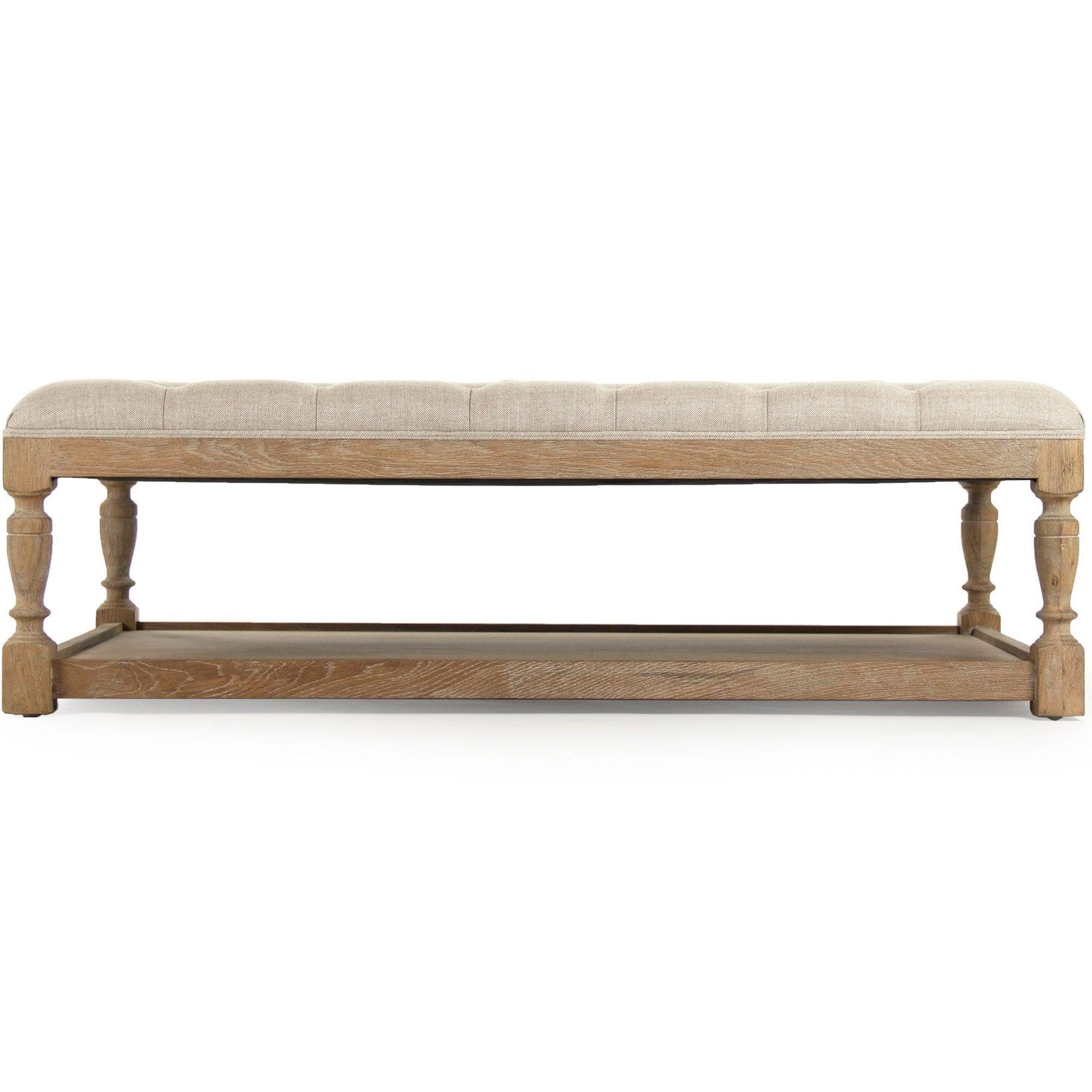 Provence Rectangular Linen Ottoman - Belle Escape