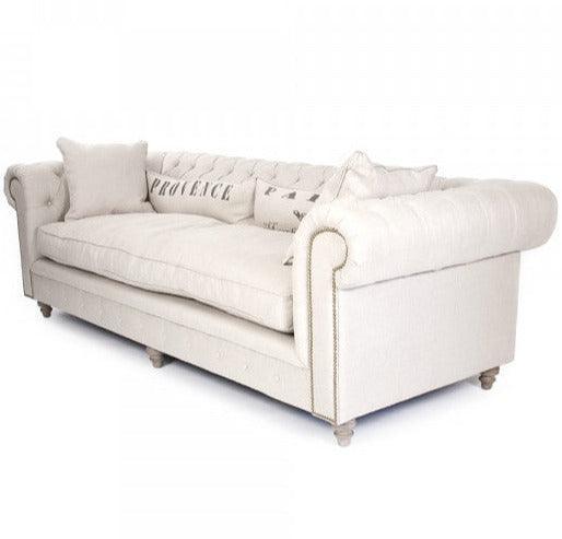 Provence Tufted Linen Sofa - Belle Escape