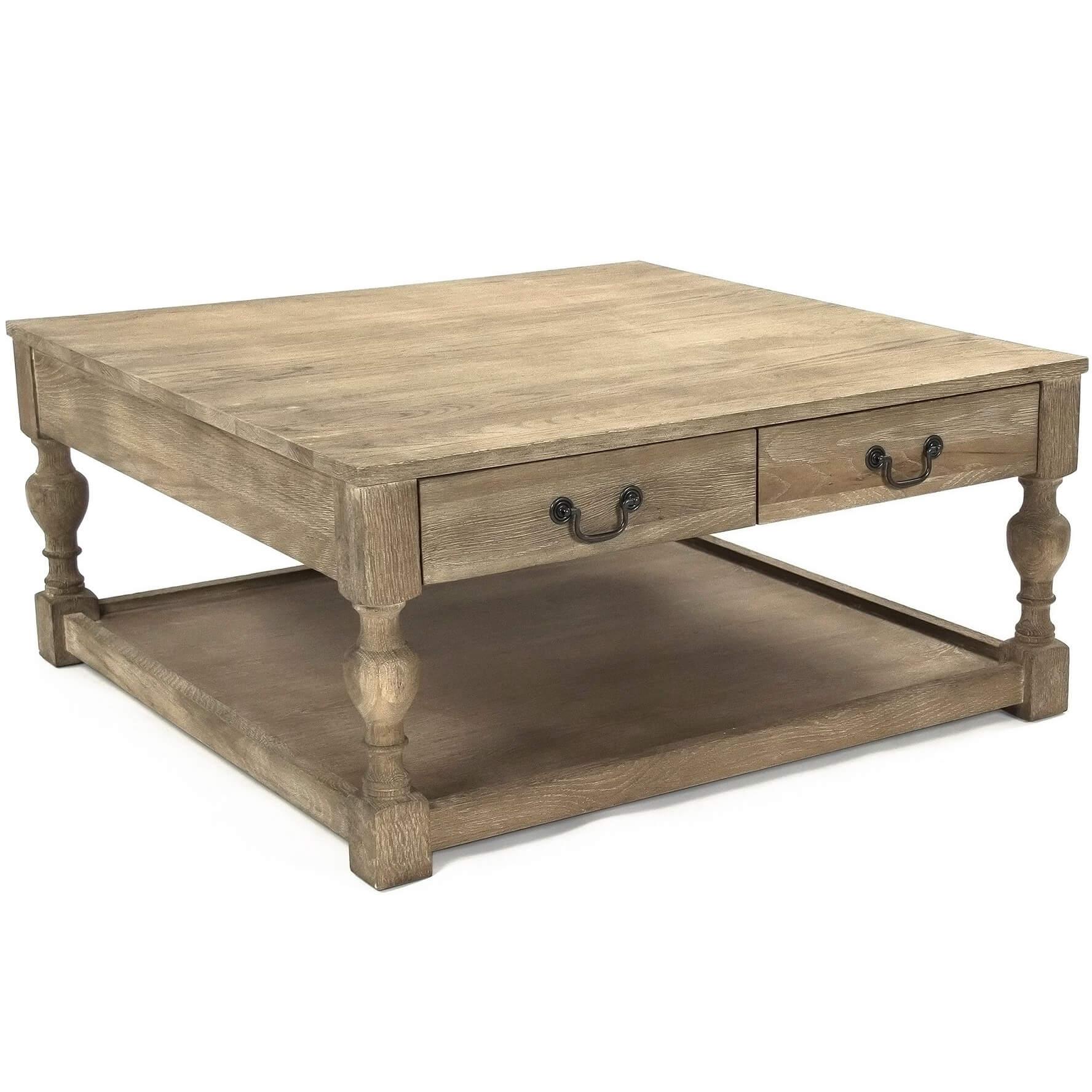 Provincial Square Coffee Table with Drawers - Belle Escape