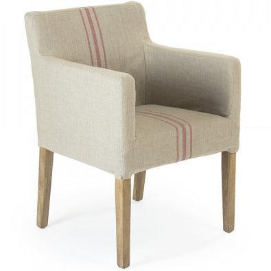 Red Striped Avignon Arm Chair - Belle Escape