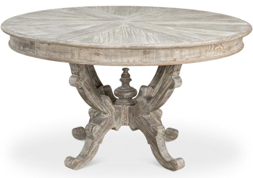Regal Round French Marquetry Top Dining Table - Belle Escape