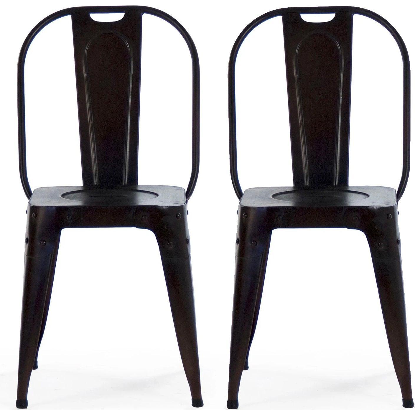 Retro Black Metal Chairs - Pair - Belle Escape