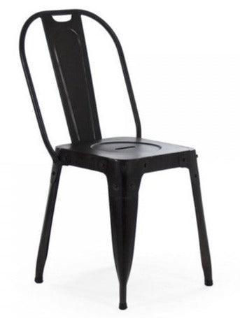 Retro Black Metal Chairs - Pair - Belle Escape