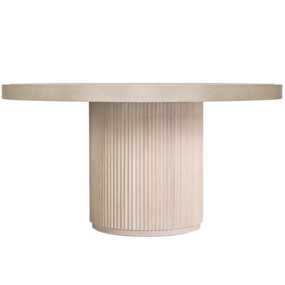 Ridged Base Natural Round Dining Table - Belle Escape