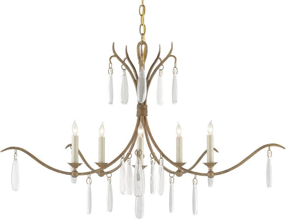 Rock Crystal Gold Candlelit Chandelier - Belle Escape