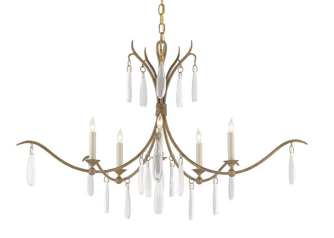 Rock Crystal Gold Candlelit Chandelier - Belle Escape