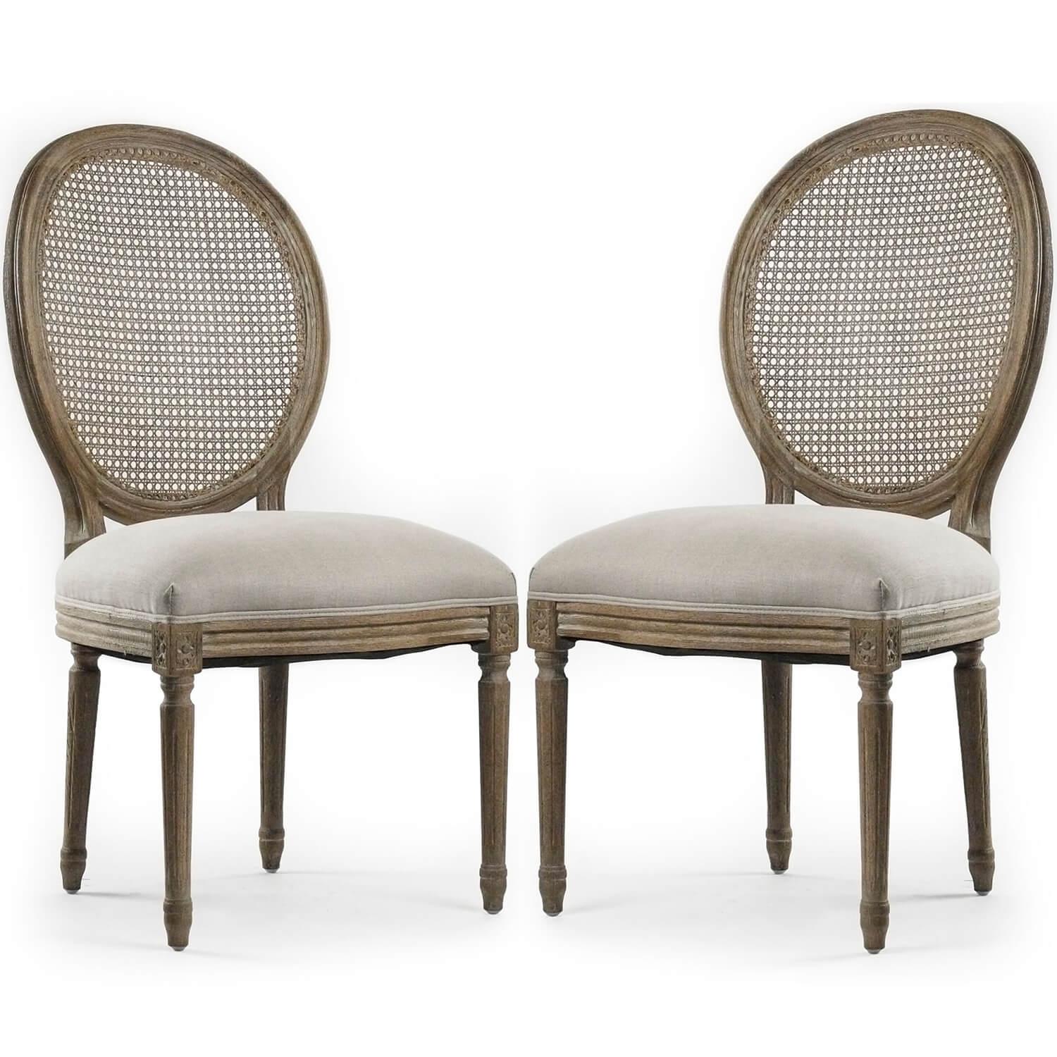 Round Caned Side Chairs - Pair - Belle Escape