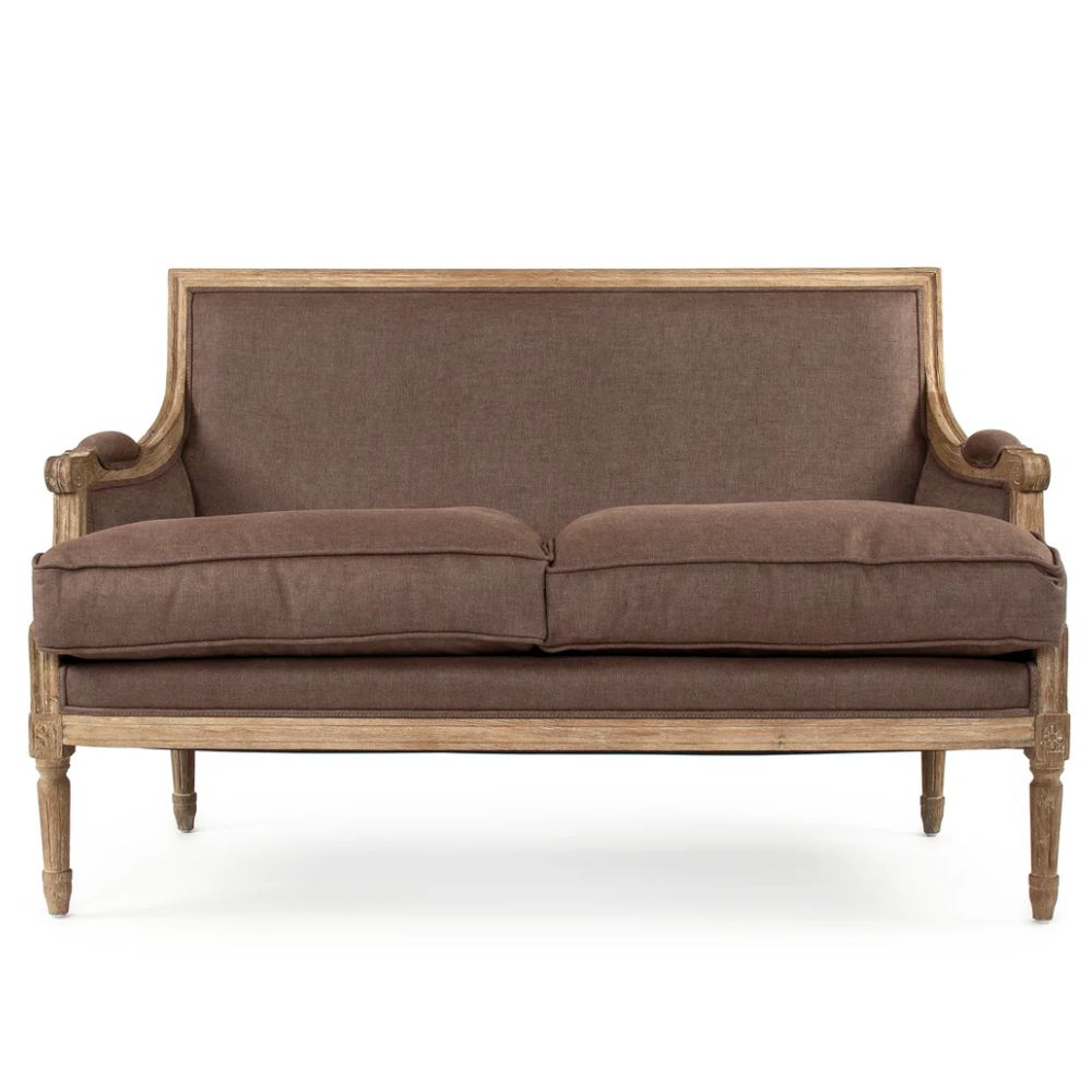 Brown Aubergine French Louis Settee