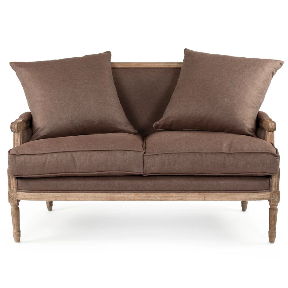 Brown Aubergine French Louis Settee