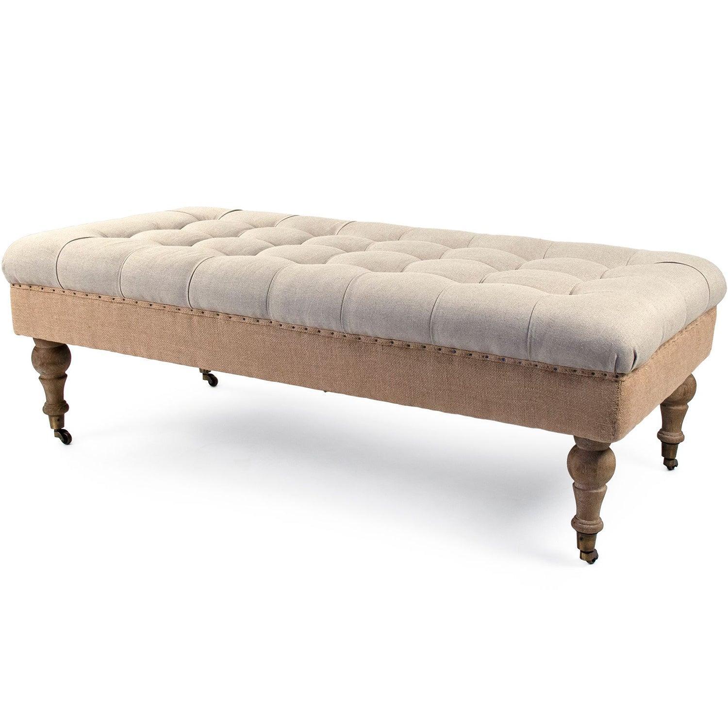 Royal Maison Tufted Oak Ottoman - Belle Escape