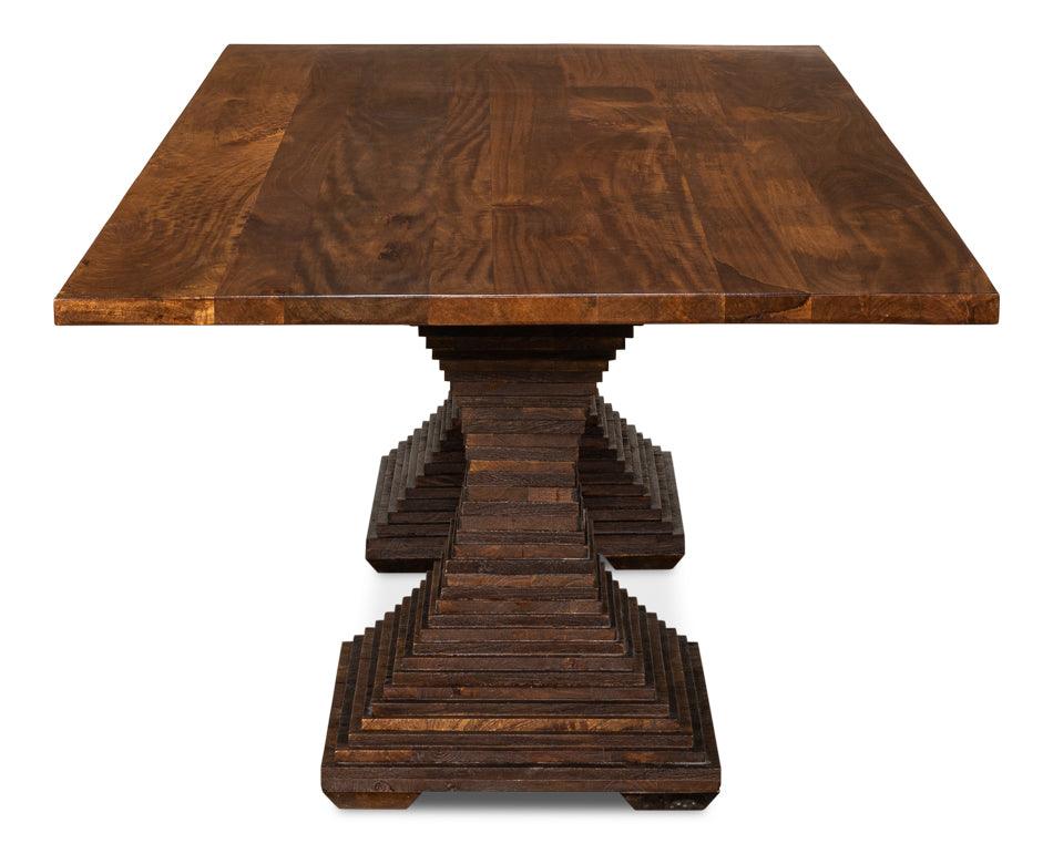 Rustic Brown Pedestal Dining Table - Belle Escape