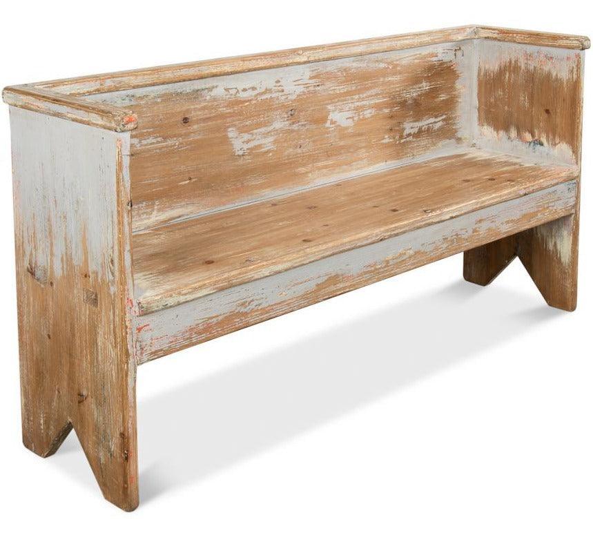 Rustic Gray Washed Wood Bench - Belle Escape