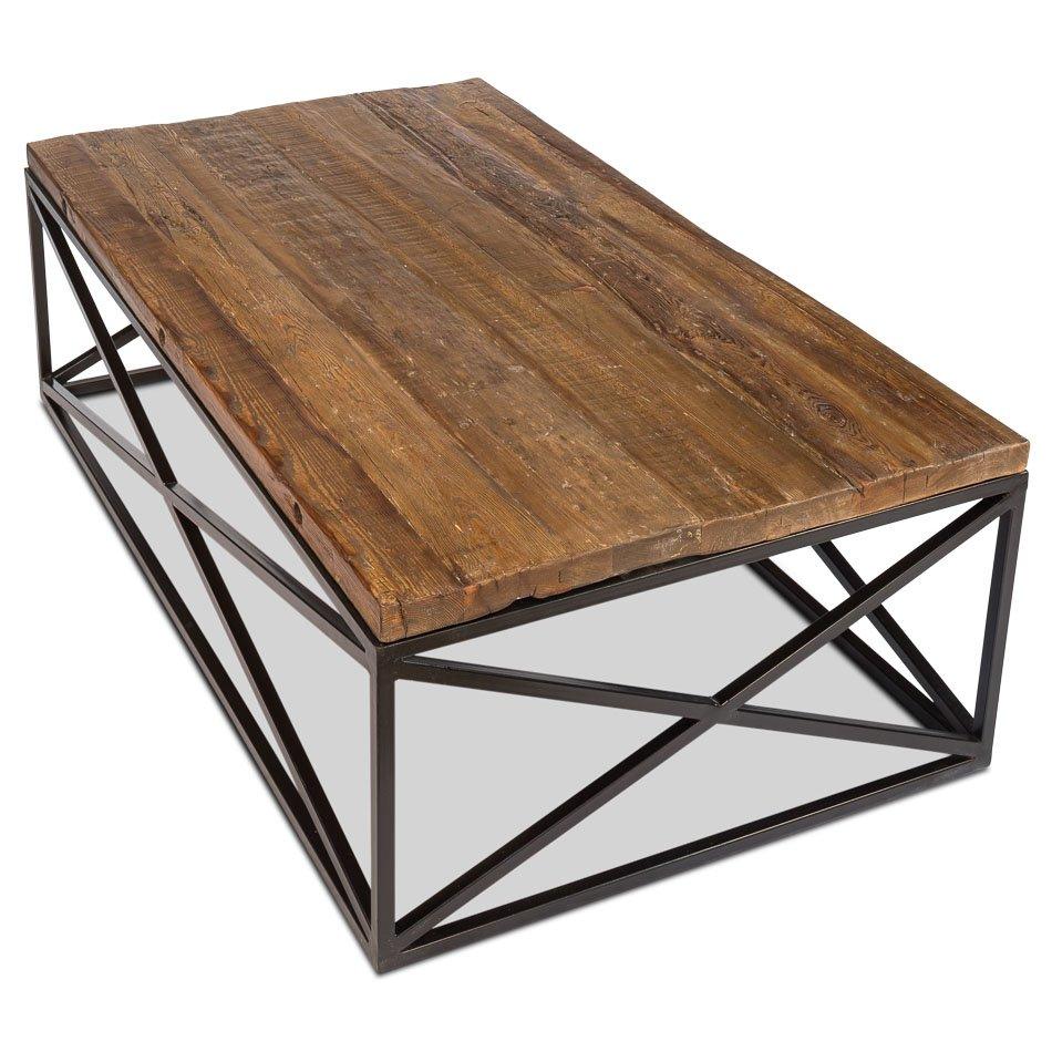 Rustic Plank Wood Industrial Coffee Table - Belle Escape