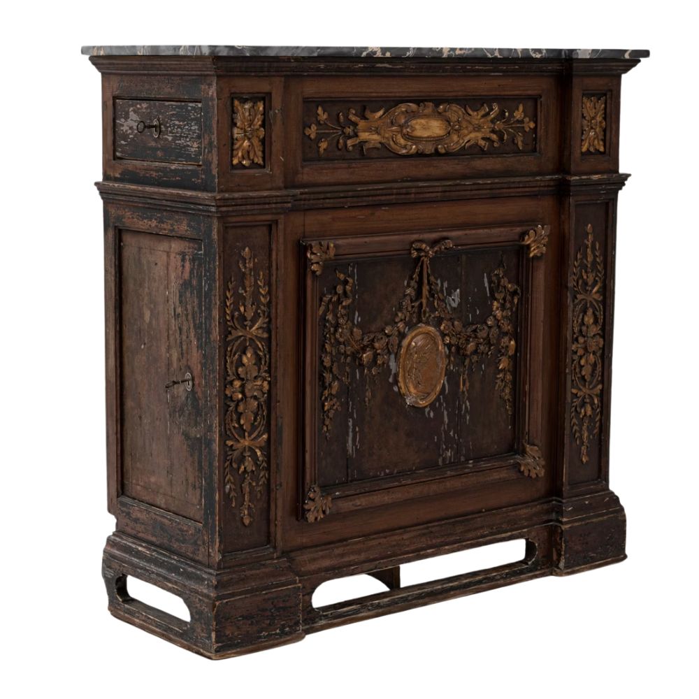 Ornate French Gilt Marble Buffet, 1860