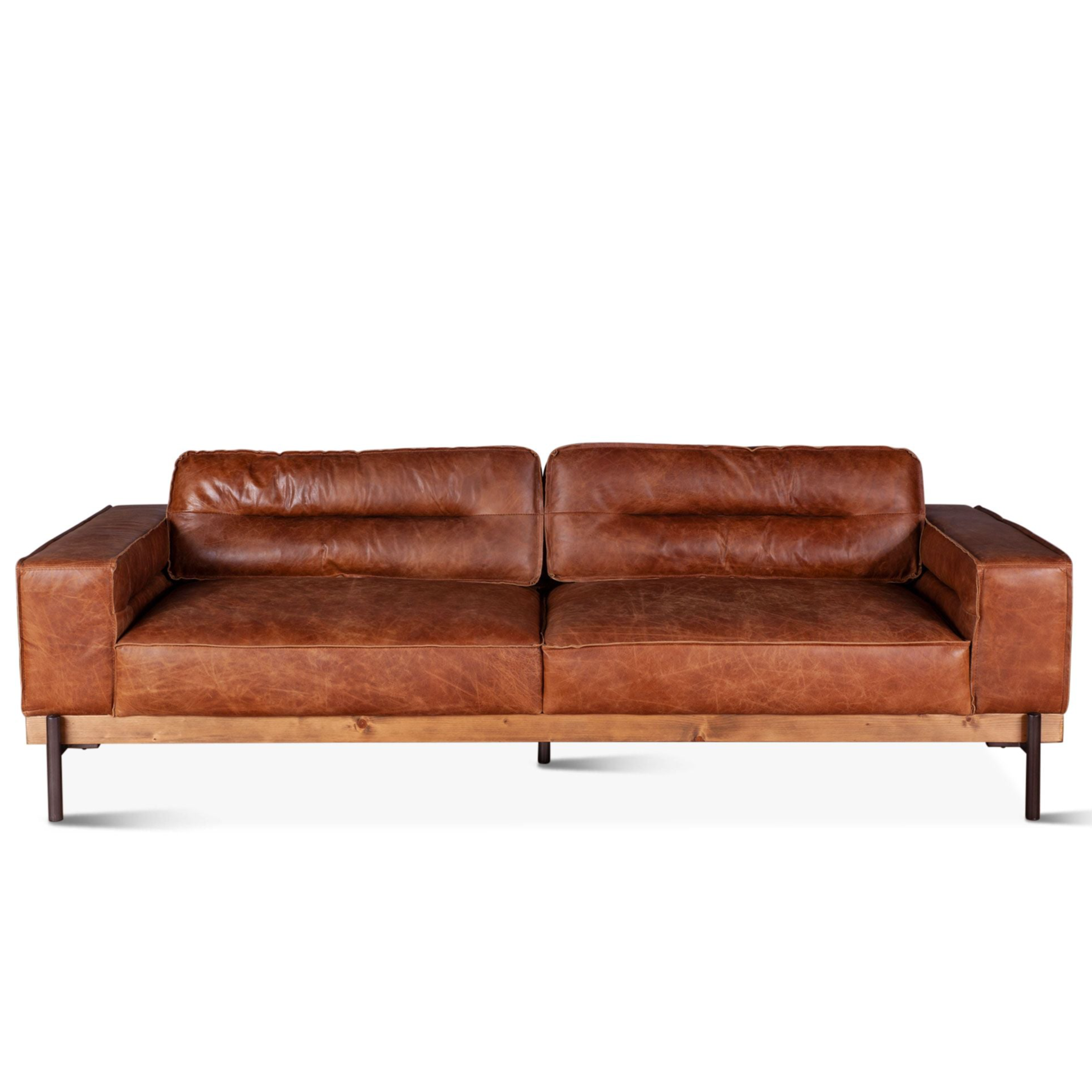Portofino Golden Brown Leather Sofa
