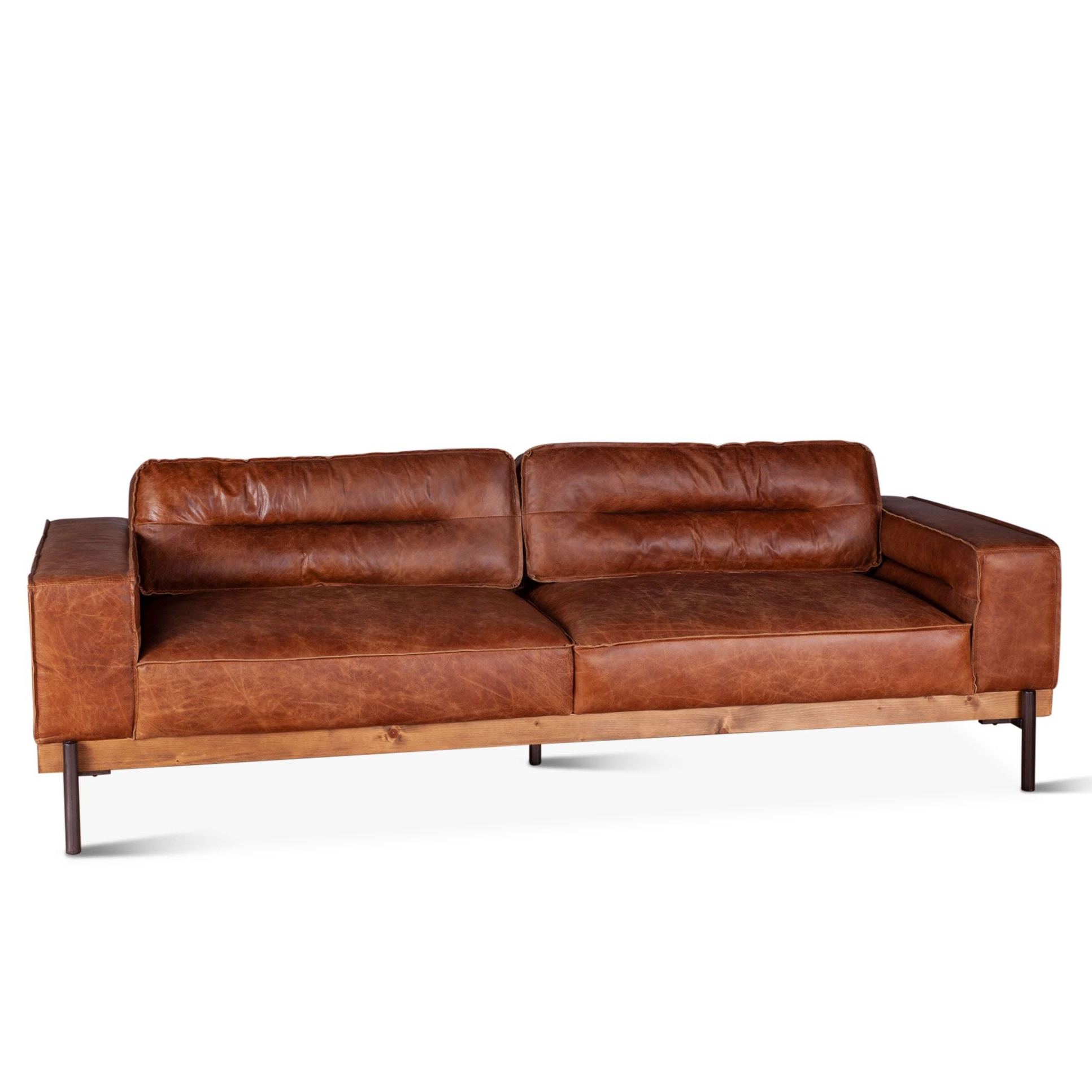 Portofino Golden Brown Leather Sofa