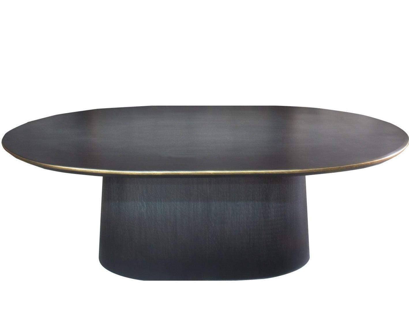 Selene Gold Trimmed Oval Dining Table - Belle Escape