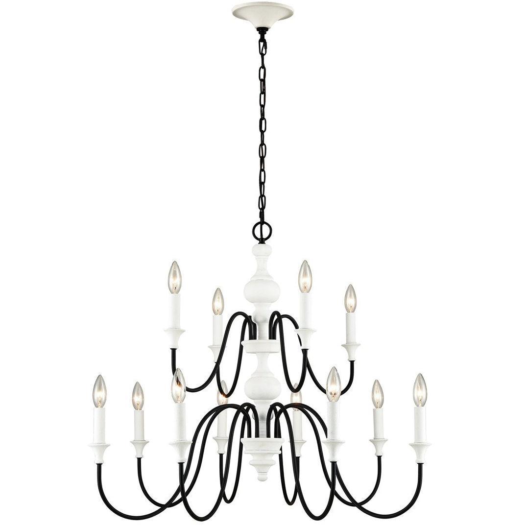 Shabby White Tiered l 12-Light Chandelier - Belle Escape