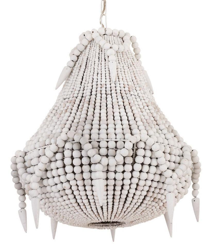 Shaggy White Beaded Chandelier - Belle Escape