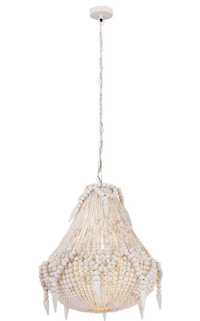 Shaggy White Beaded Chandelier - Belle Escape