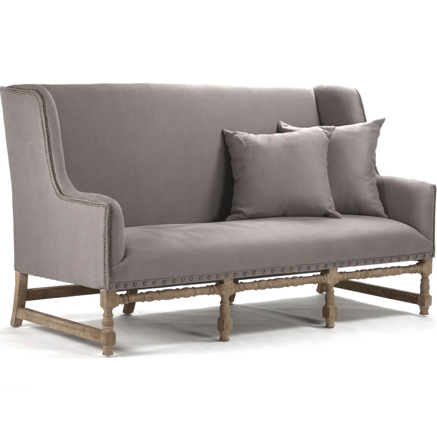 Smokey Gray Nail Studded Settee - Belle Escape