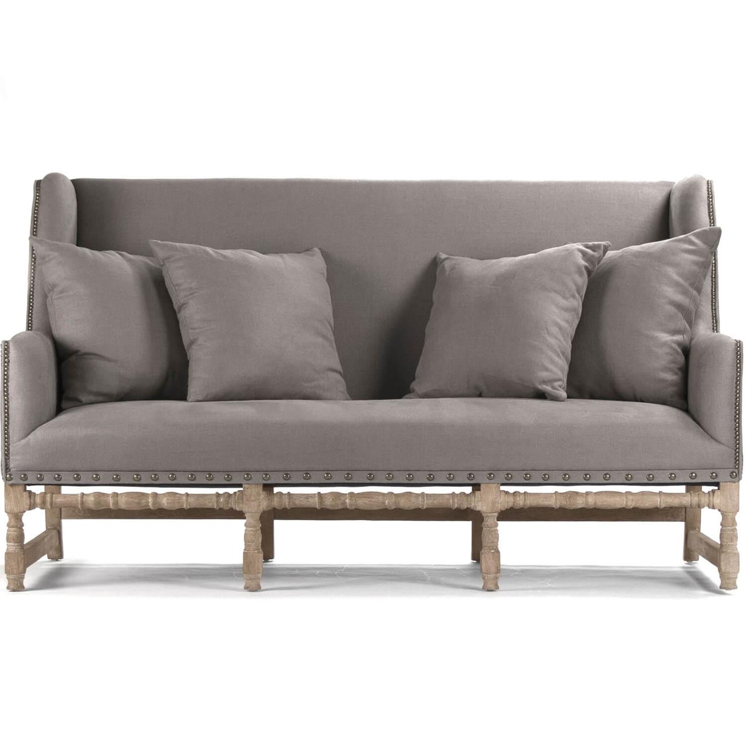 Smokey Gray Nail Studded Settee - Belle Escape