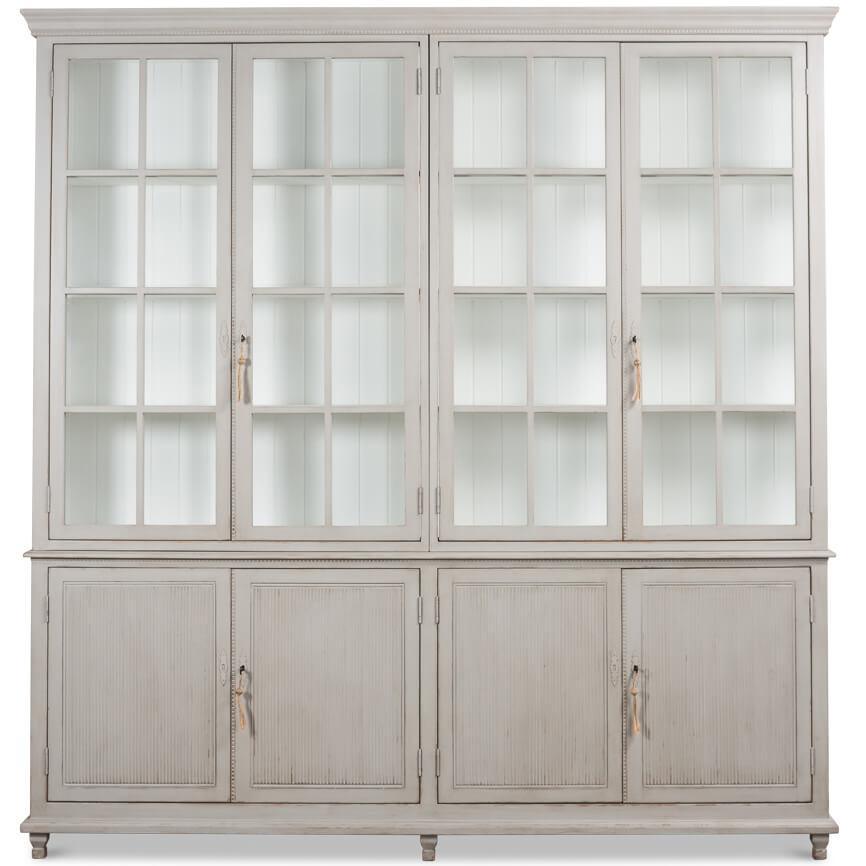 Soft Grey Harper Glass Bookcase - Belle Escape