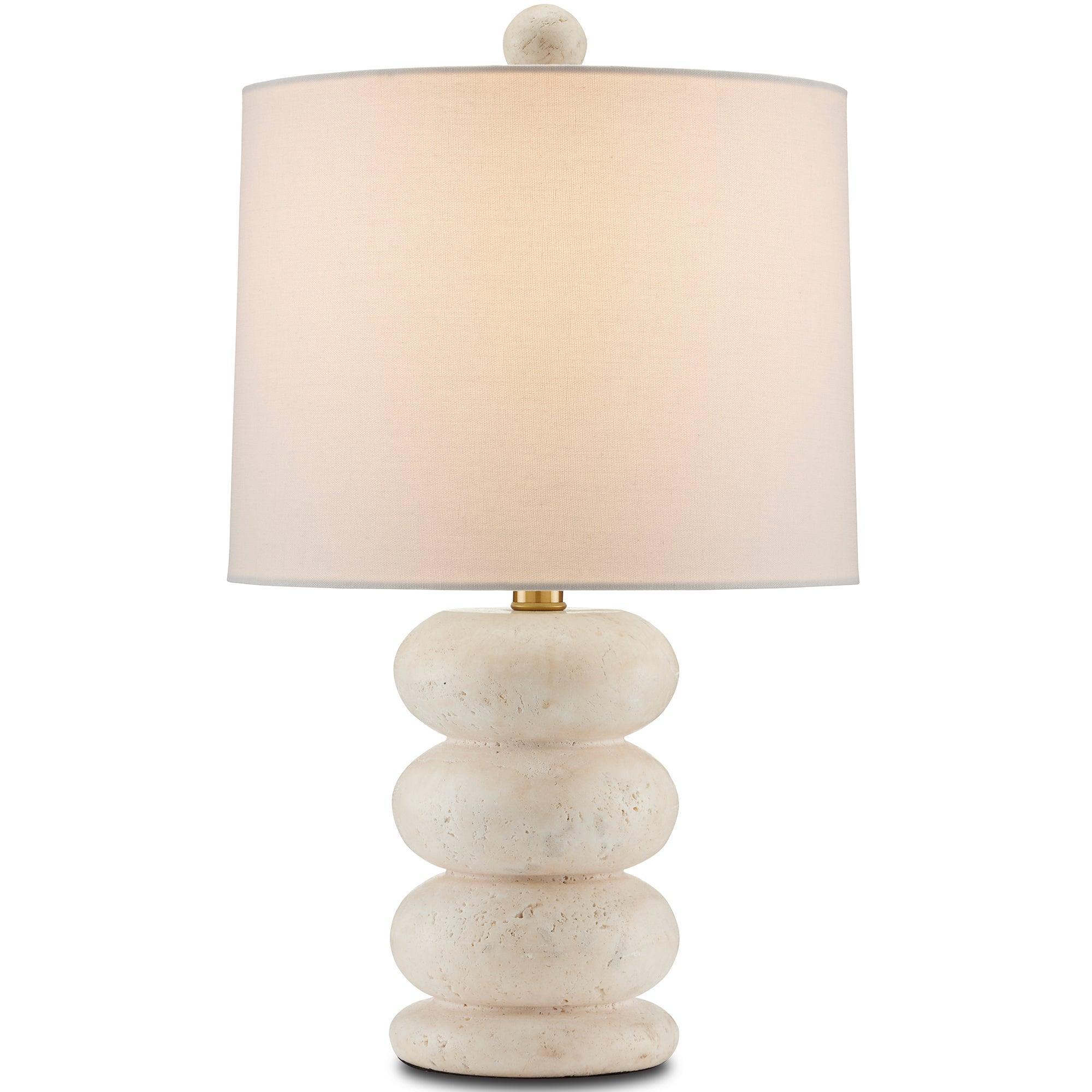 Stacked Travertine Table Lamp - Belle Escape