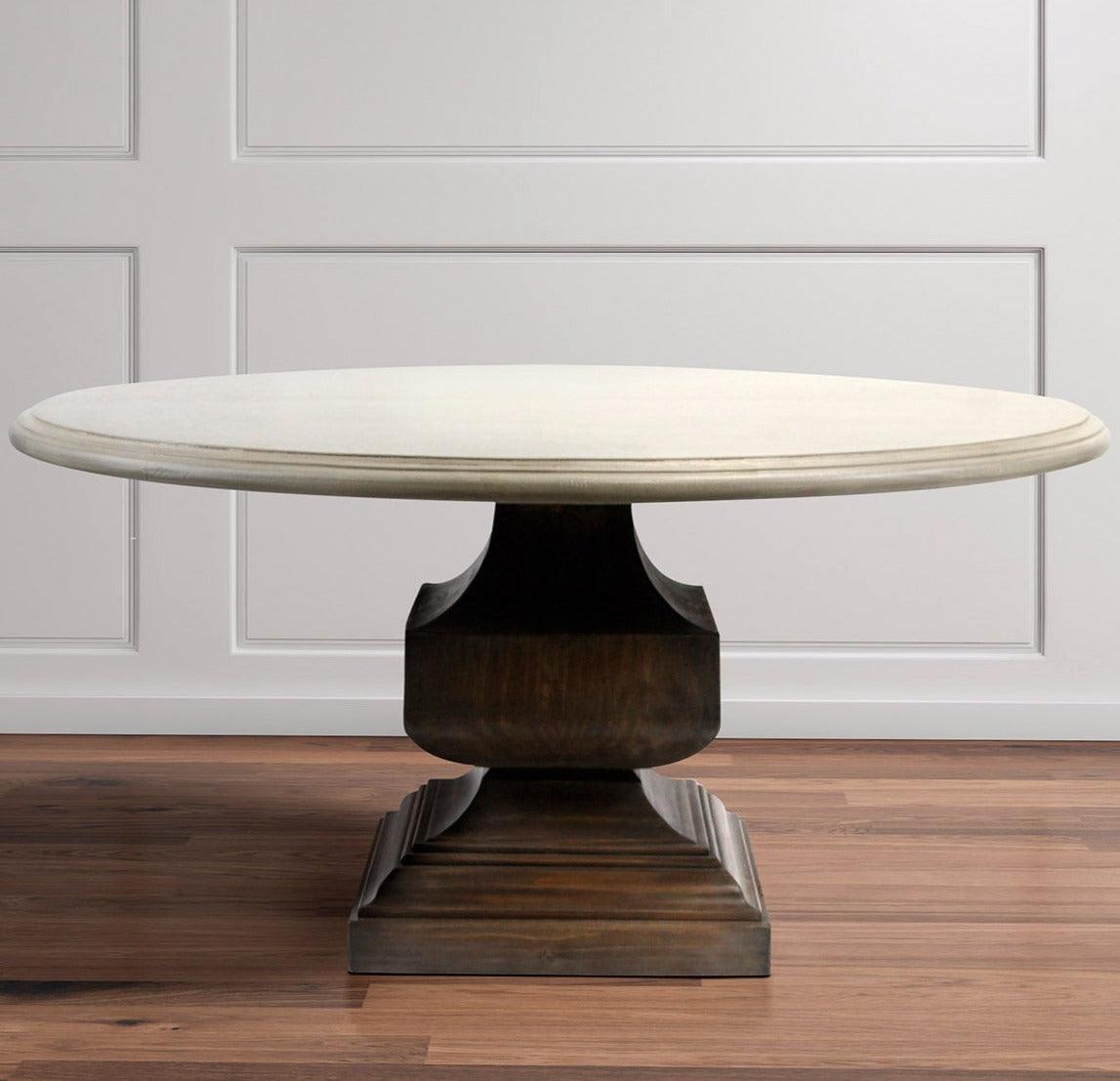 Stately Two-Toned Round Dining Table - Belle Escape