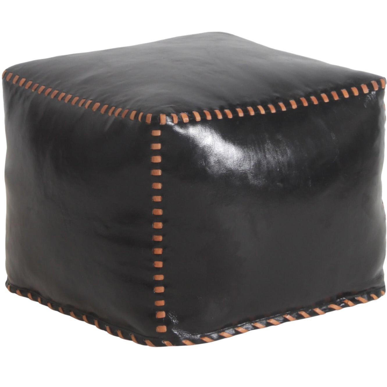 Stitched Black Leather Cube - Belle Escape