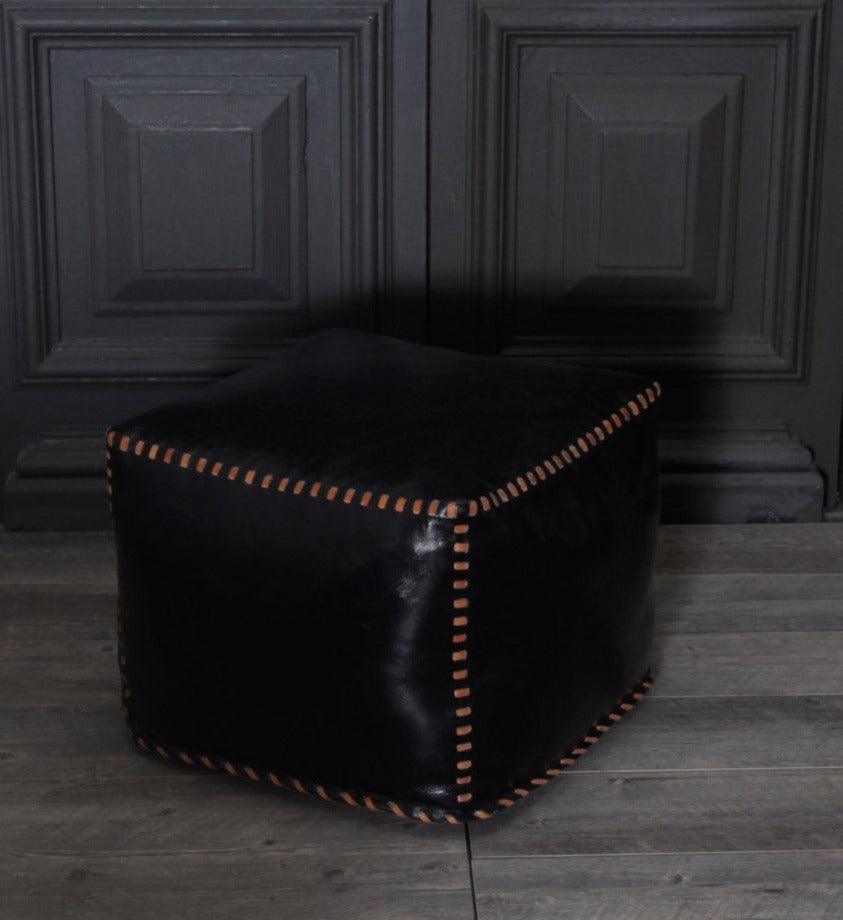 Stitched Black Leather Cube - Belle Escape