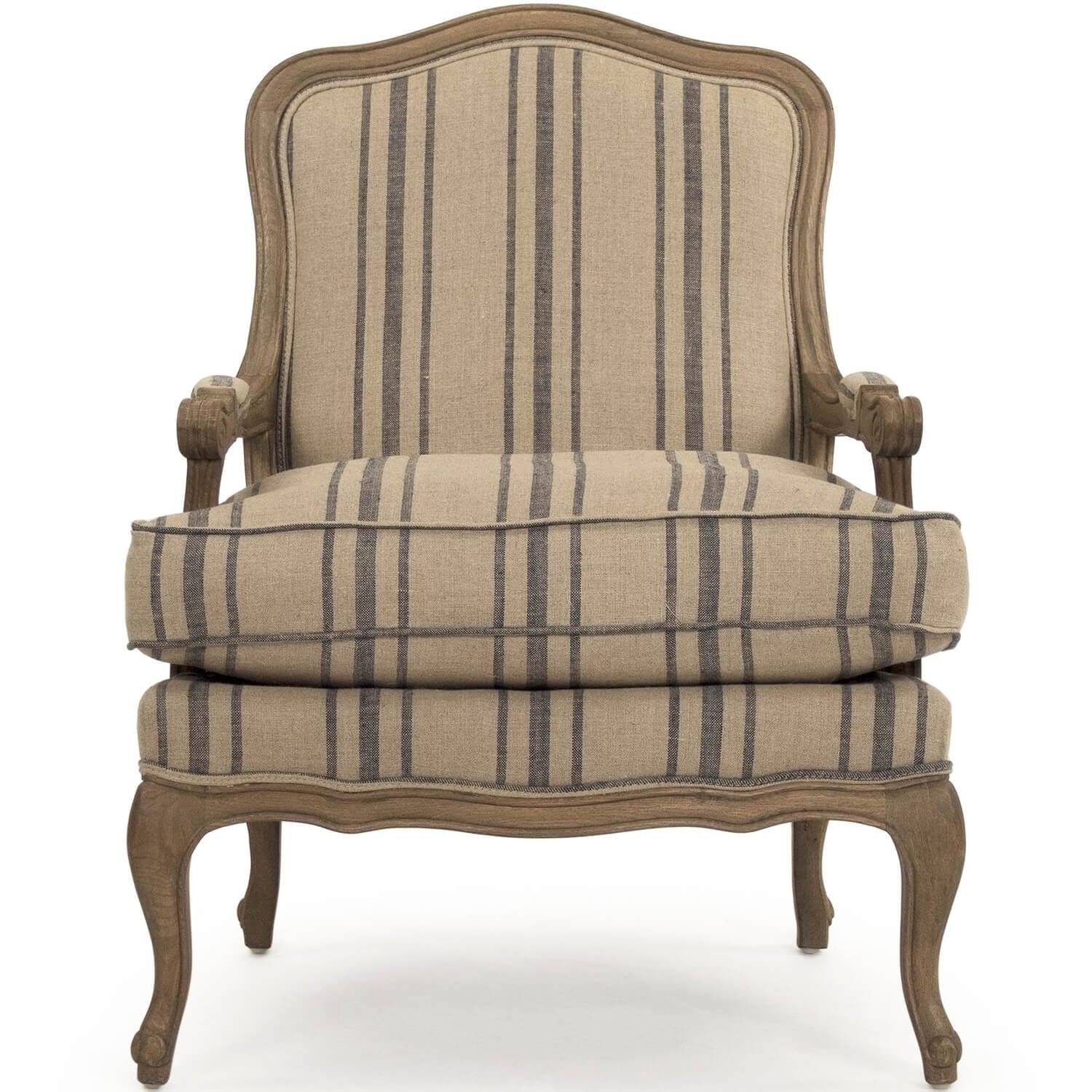 Striped French Arm Chair - Belle Escape