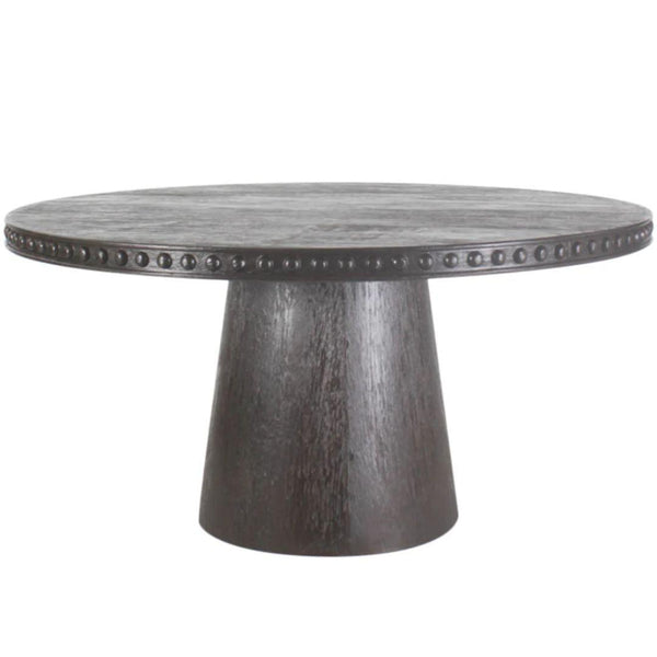 Modern Brown Wood Studded Dining Table | Round Modern Dining Table