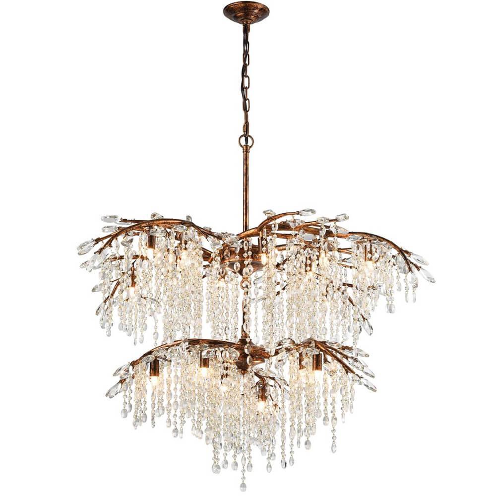 Tiered Crystal Bronze Rainforest Chandelier - Belle Escape