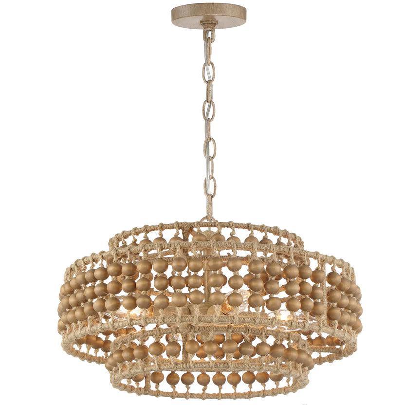 Tiered Cylinder Wood Beaded Chandelier - Belle Escape