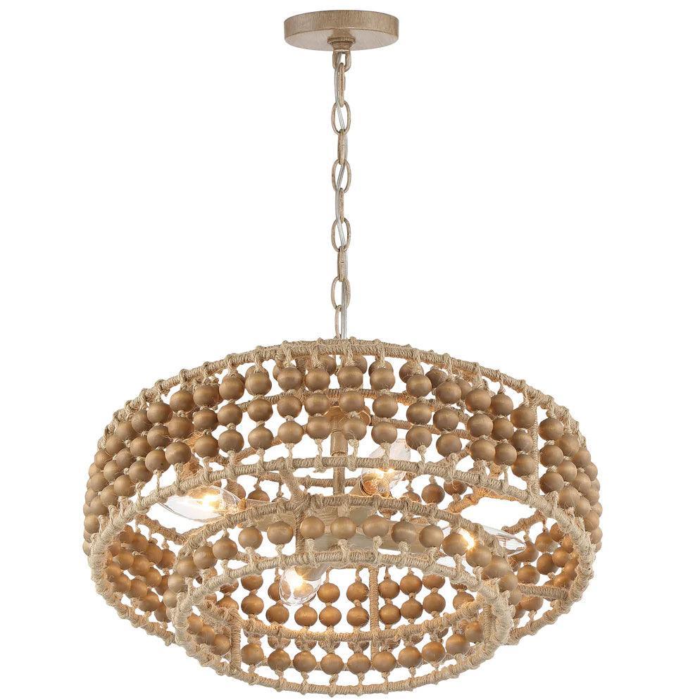 Tiered Cylinder Wood Beaded Chandelier - Belle Escape