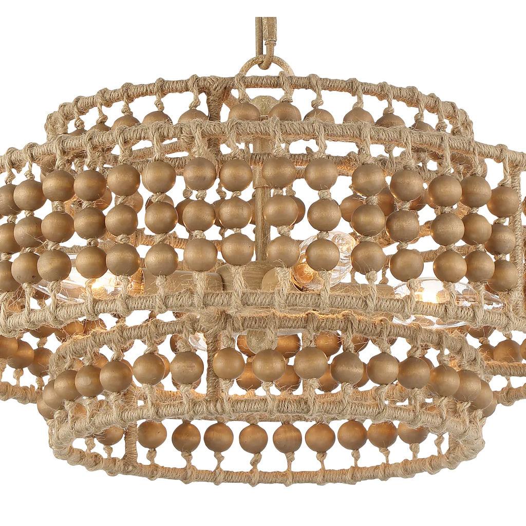 Tiered Cylinder Wood Beaded Chandelier - Belle Escape