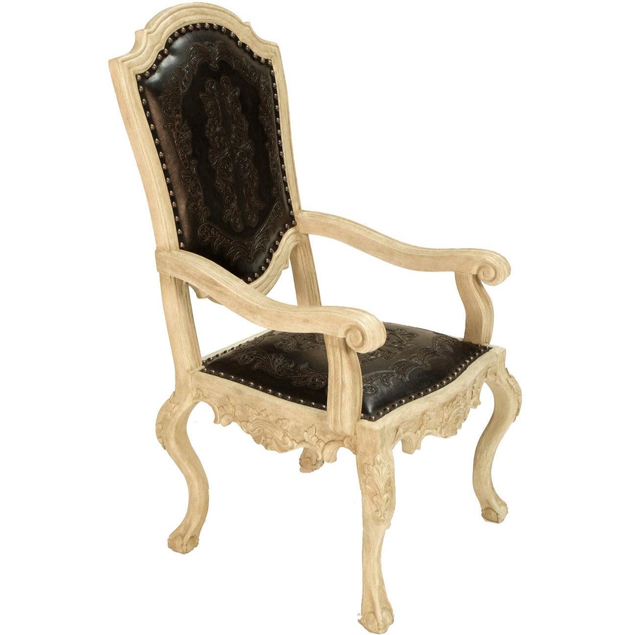 Tooled Leather Provincial Dining Chair - Belle Escape