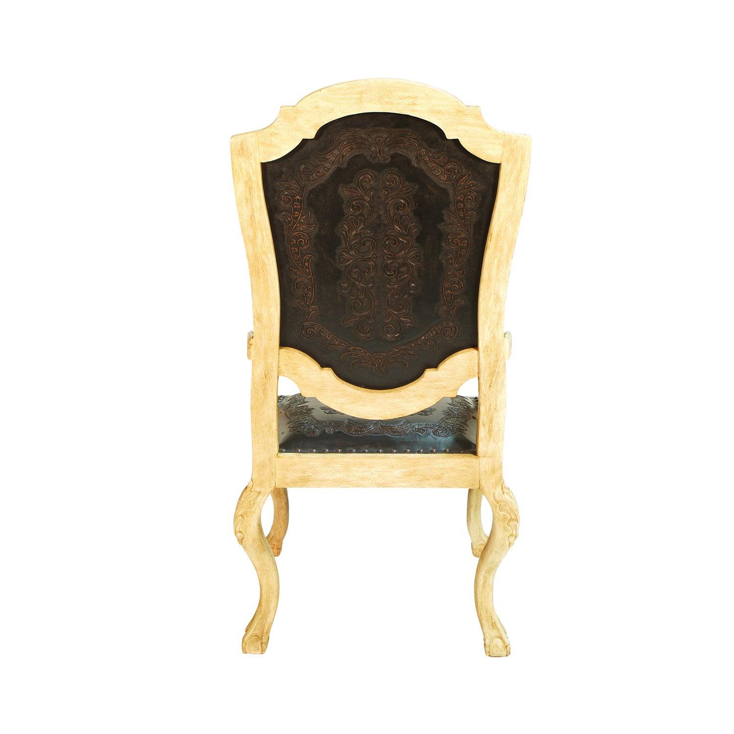 Tooled Leather Provincial Dining Chair - Belle Escape