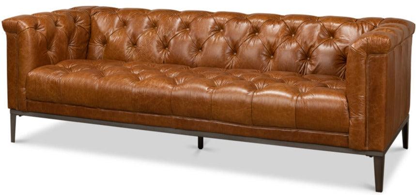 Top Grain Tufted Leather Sofa - Belle Escape