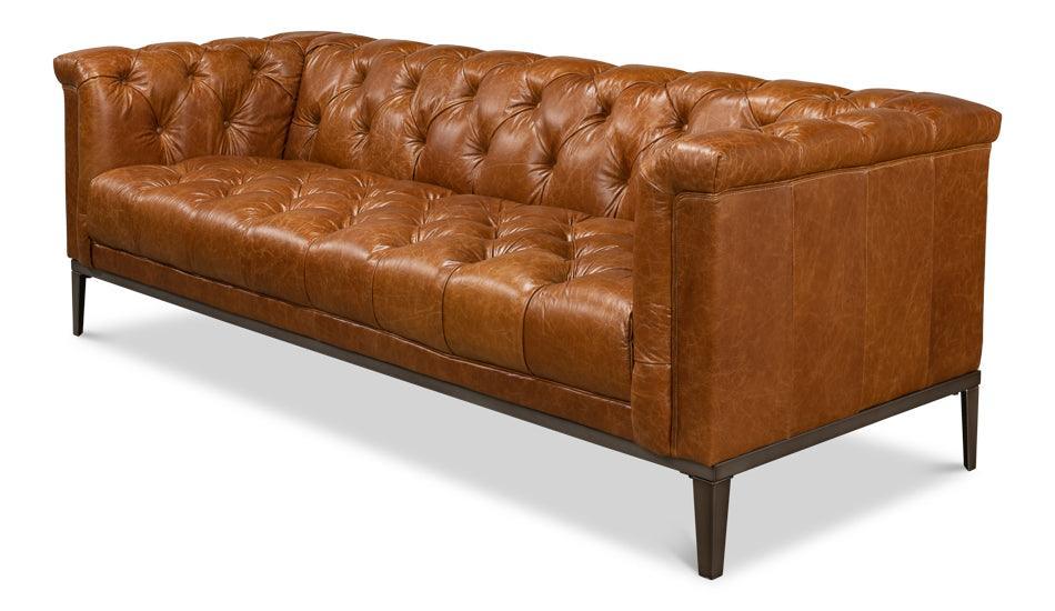 Top Grain Tufted Leather Sofa - Belle Escape