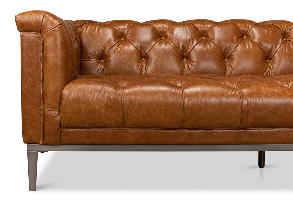 Top Grain Tufted Leather Sofa - Belle Escape