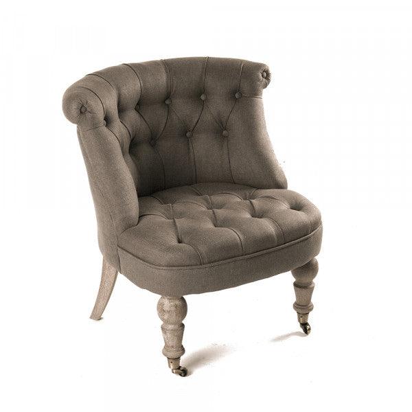 Tufted Aubergine Slipper Chair - Belle Escape