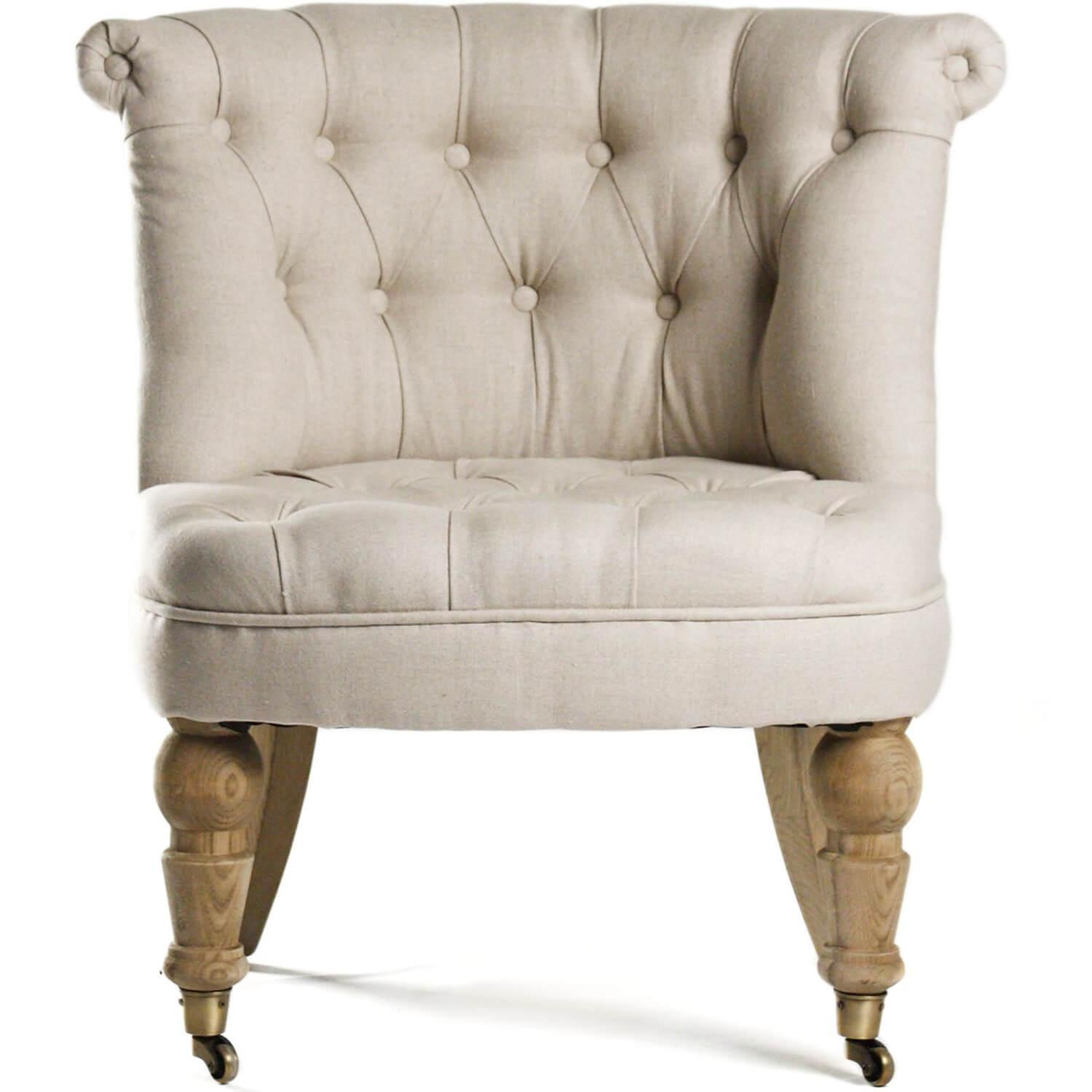 Tufted Natural Linen Slipper Chair - Belle Escape