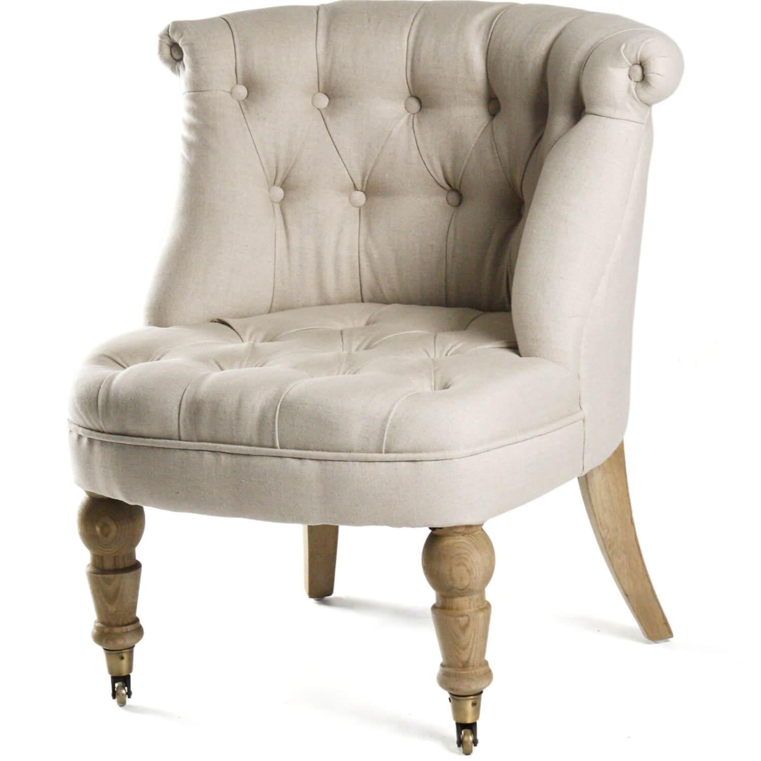 Tufted Natural Linen Slipper Chair - Belle Escape