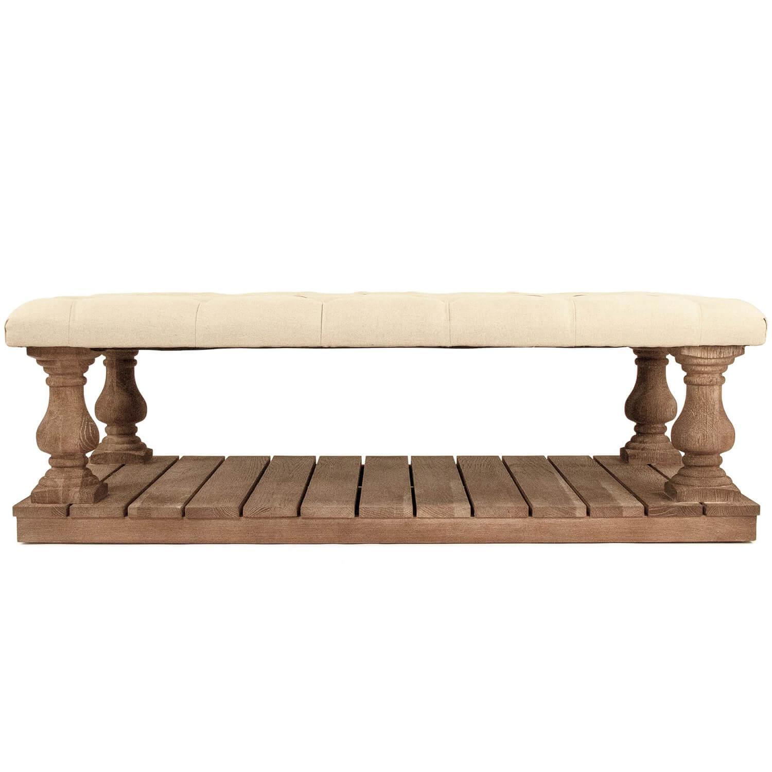 Tufted Ottoman Oak Wood Coffee Table - Belle Escape