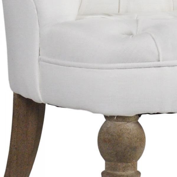 Tufted White Linen Slipper Chair - Belle Escape