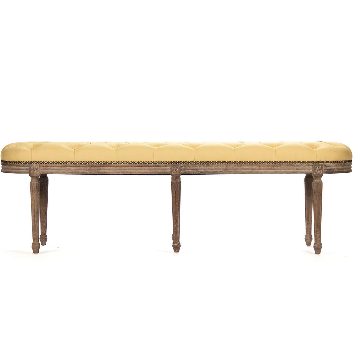 Tufted Yellow Provence Bench - Belle Escape