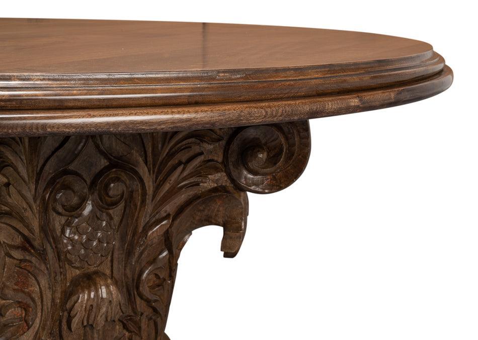 Tuscan Ornately Carved Marble Dining Table - Belle Escape
