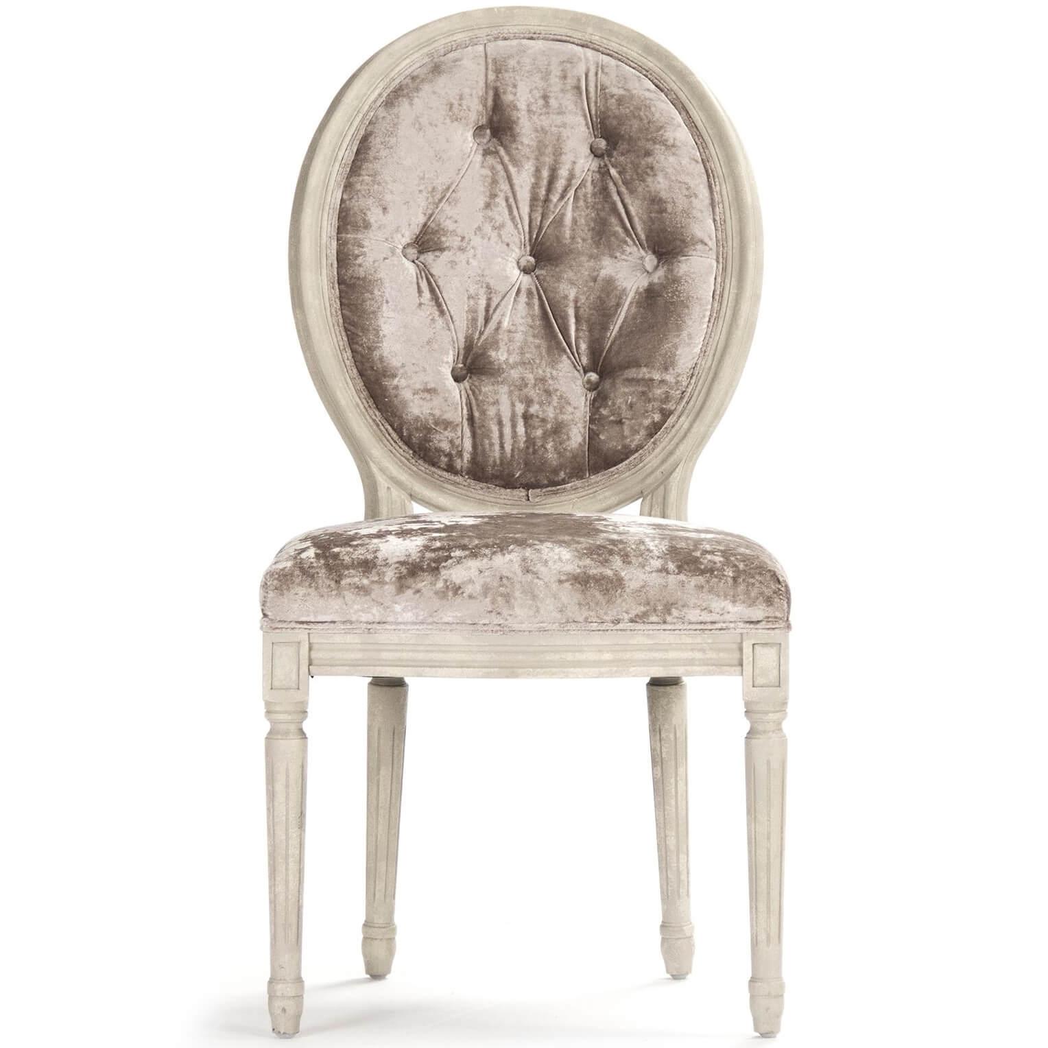 Velvet Round Back Medallion Side Chairs - Pair - Belle Escape